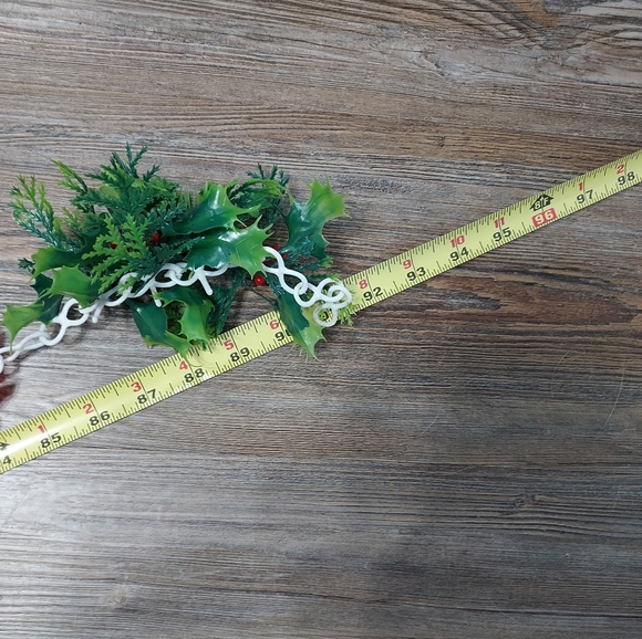 Vintage Plastic Christmas Garland with Bells, Holly, Poinsettia & Pine - Picture 3 of 3